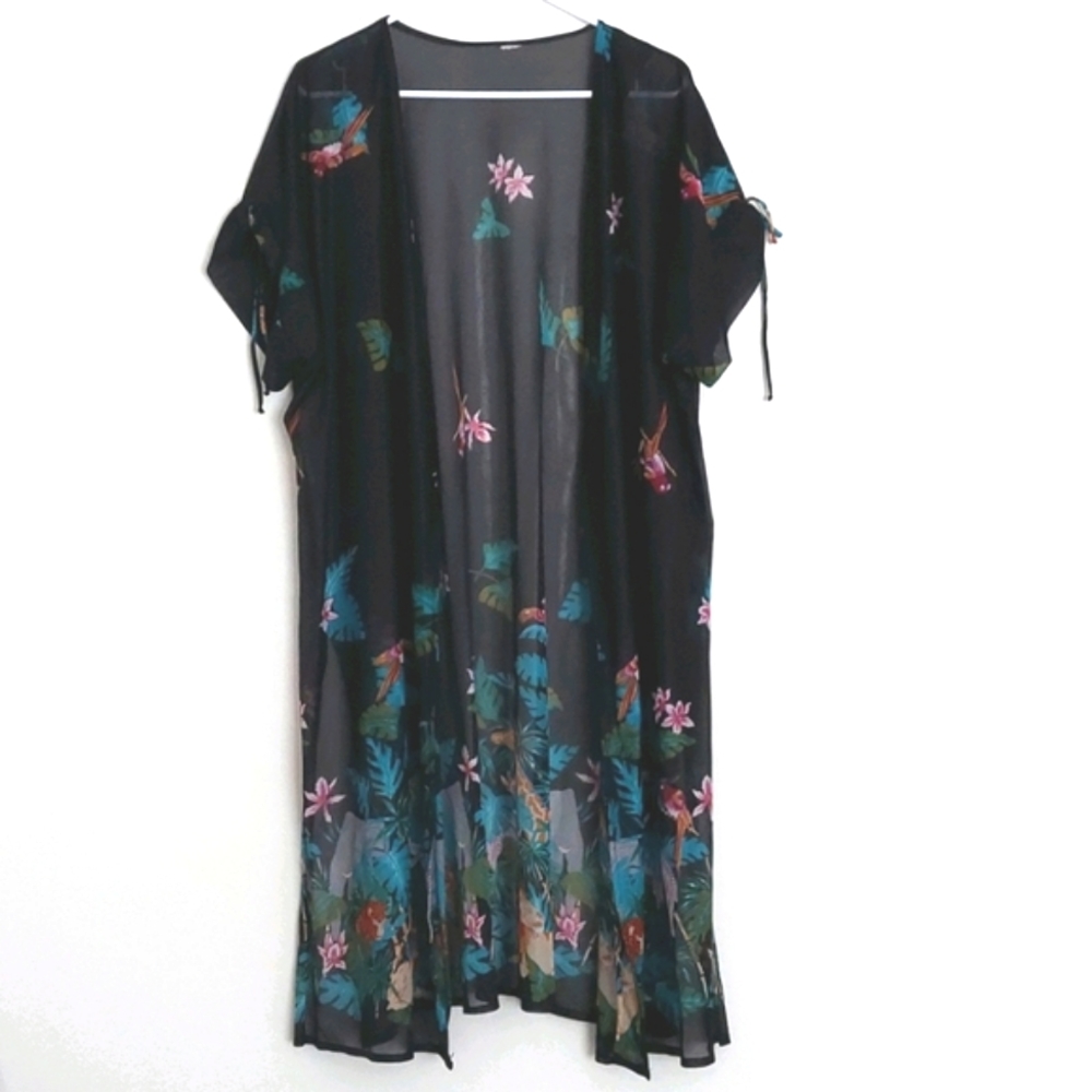 Vintage Tropical Print Robe